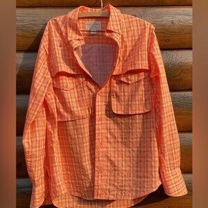 FILSON GARMENT SPORT FISHING ORANGE VENTED SHIRT UNISEX FITS S-LG IMO EPLC